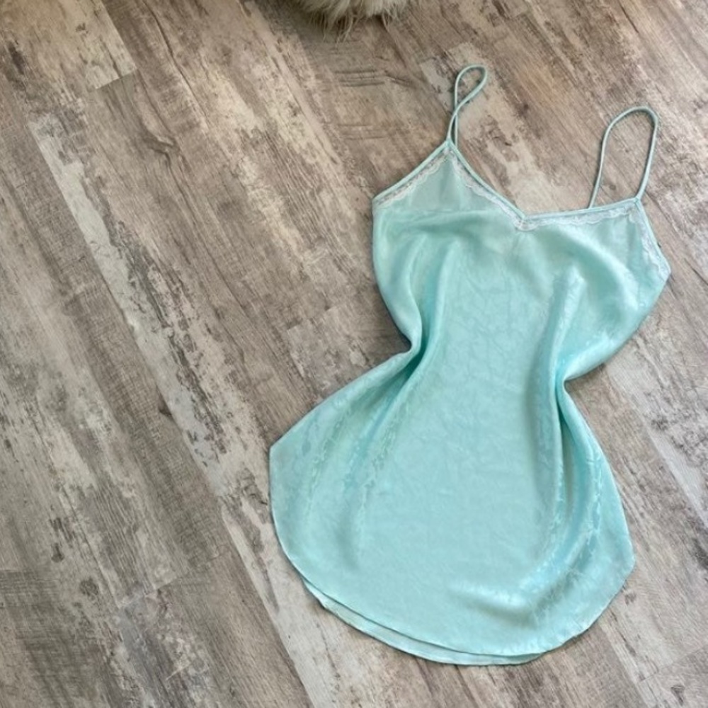 vintage icy blue satin dress